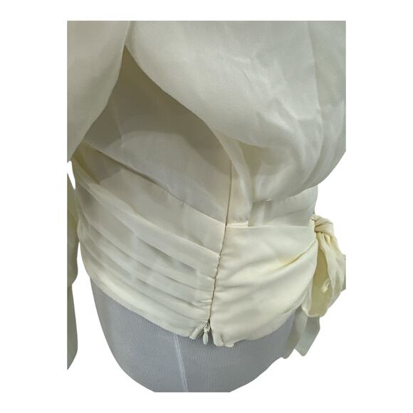 Lulus Women Poised Flair Ivory Ruched Button-up Long Sleeve Top Size XL - Picture 6 of 14